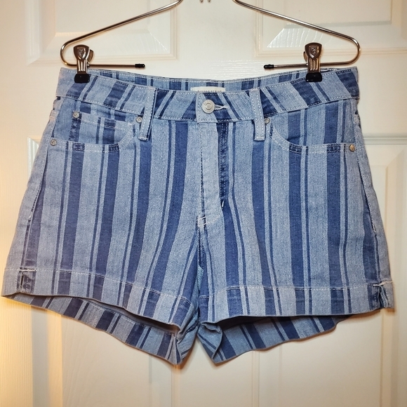 SHYANNE Woman’s Striped High Rise Denim Shorts Sz 32 - Picture 4 of 11